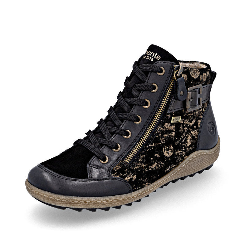 Women's Remonte Liv 41 Hi in Schwarz/ Schwarz/ Kupfer. Sku: R1441-03