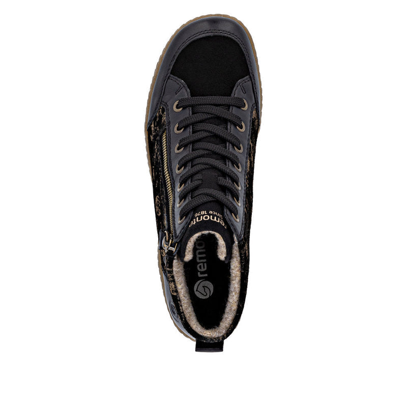 Women's Remonte Liv 41 Hi in Schwarz/ Schwarz/ Kupfer. Sku: R1441-03