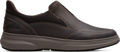 Quarter turn view Men's Clarks Footwear style name Mullan Step in color DK BRN LEA. Sku: 26184413