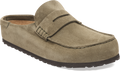 Quarter turn view Women's Birkenstock Footwear style name Naples 2.0 Suede Narrow in color TAUPE SDE. Sku: 1029710