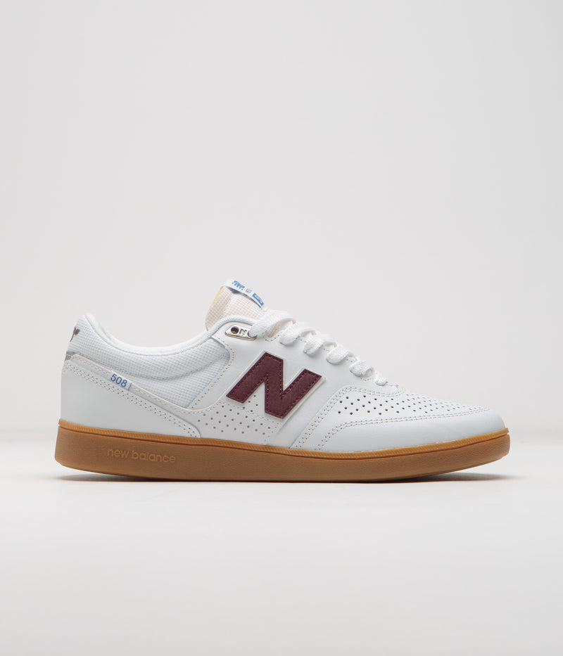 New Balance Numeric 508 Brandon Westgate Shoes in White and Gum / Red