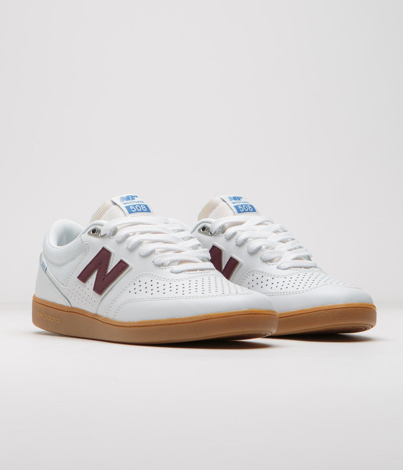 New Balance Numeric 508 Brandon Westgate Shoes in White and Gum / Red