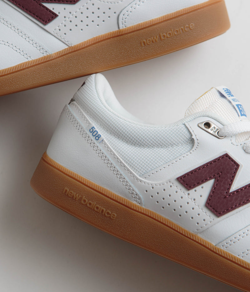 New Balance Numeric 508 Brandon Westgate Shoes in White and Gum / Red