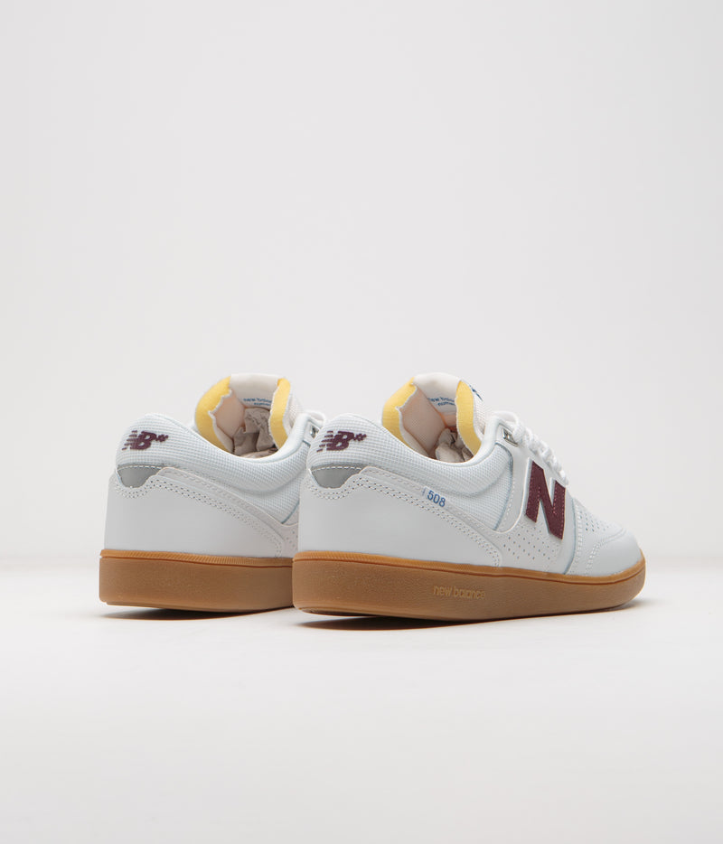 New Balance Numeric 508 Brandon Westgate Shoes in White and Gum / Red