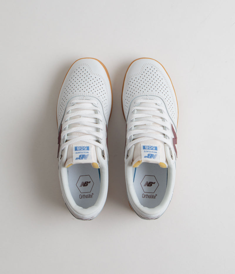 New Balance Numeric 508 Brandon Westgate Shoes in White and Gum / Red