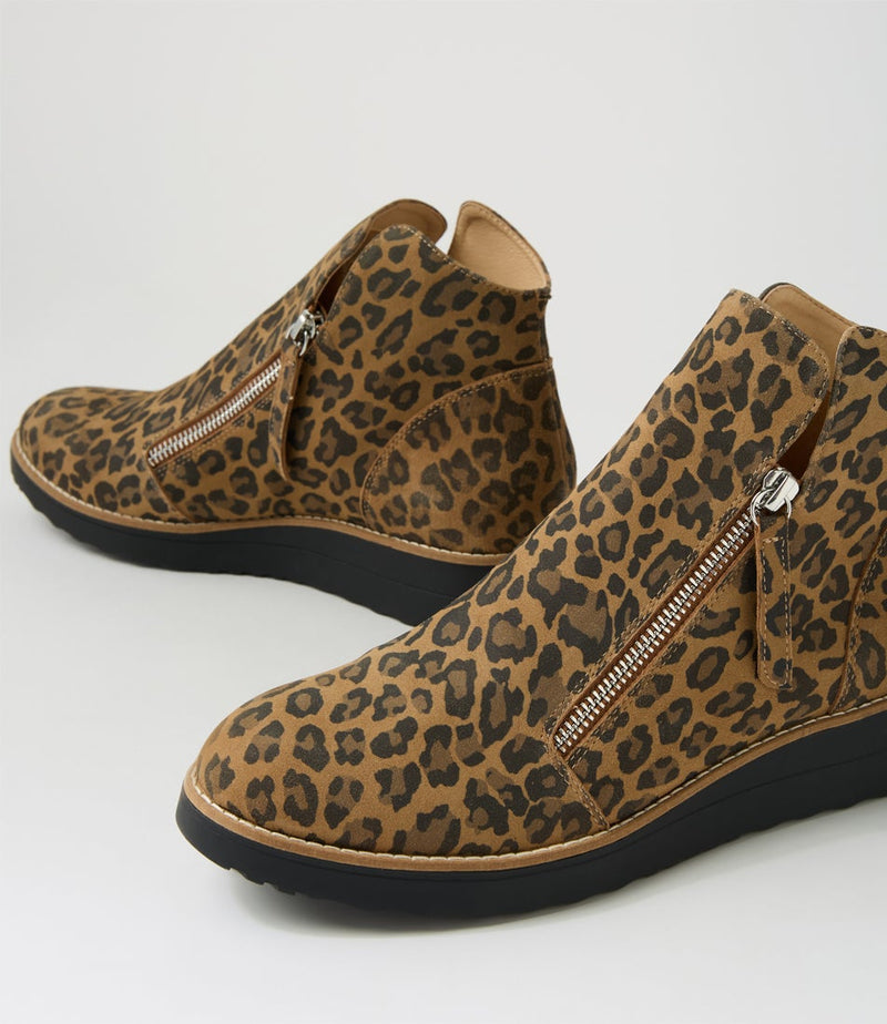 Women's Django & Juliette Ohmy in Camel Leopard Suede. Sku: DJ16318K13SU