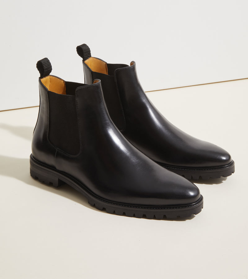 Black Polished Leather