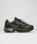 Salomon XT-4 OG Shoes in Olive Night and Black / Aloe