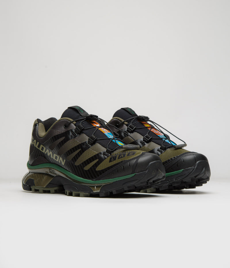 Salomon XT-4 OG Shoes in Olive Night and Black / Aloe