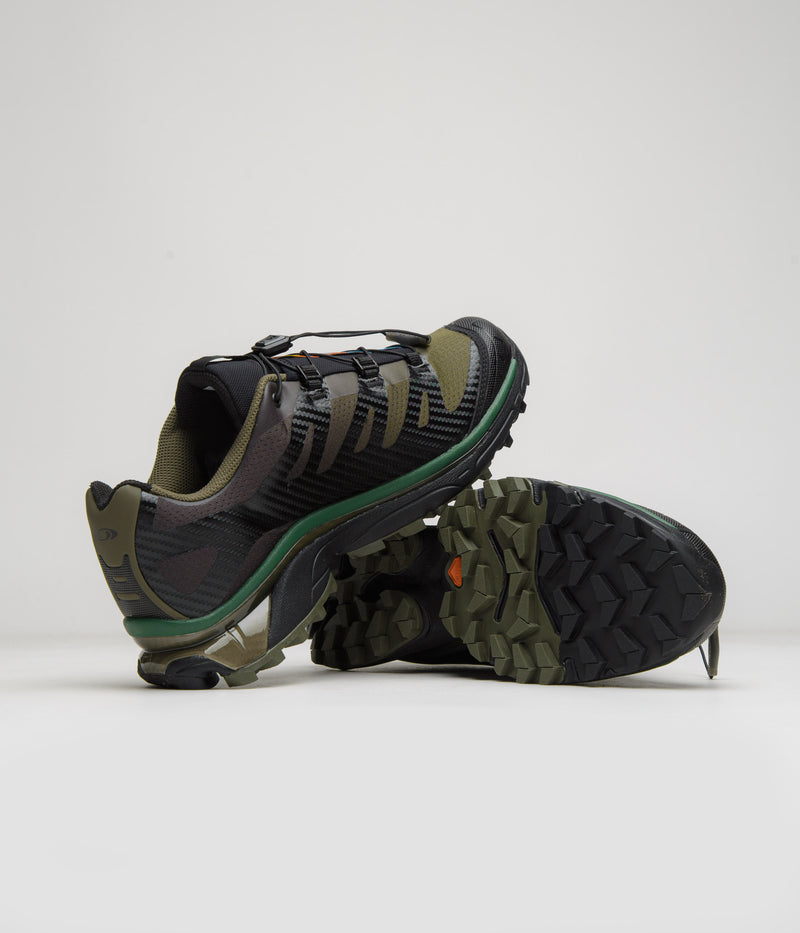 Salomon XT-4 OG Shoes in Olive Night and Black / Aloe