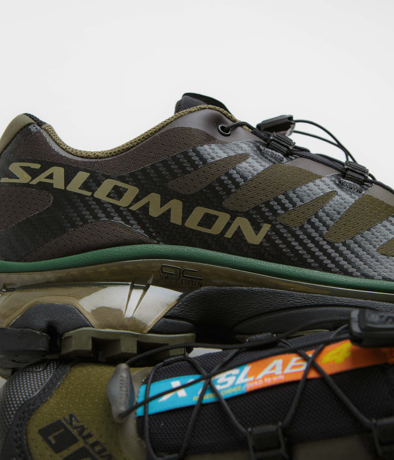 Salomon XT-4 OG Shoes in Olive Night and Black / Aloe