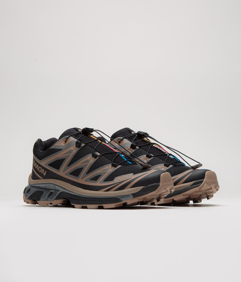 Salomon XT-6 Shoes in Black and Portabella / Pewter