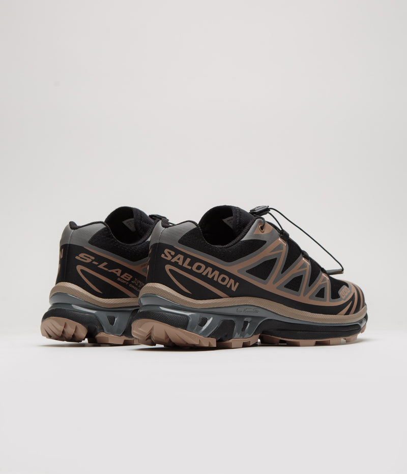 Salomon XT-6 Shoes in Black and Portabella / Pewter