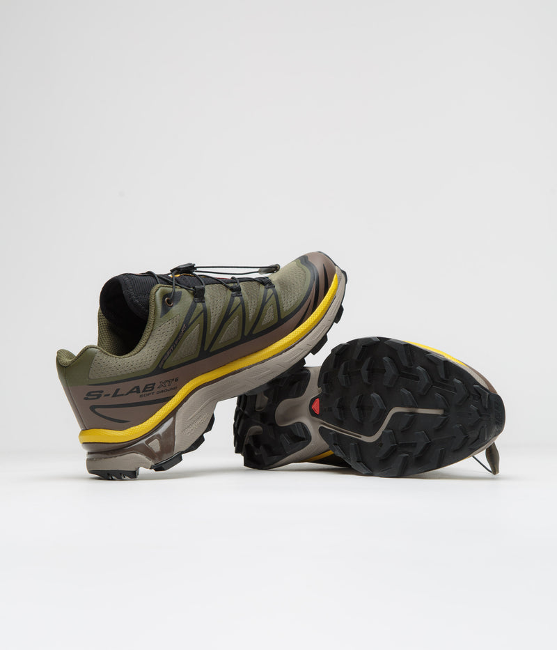 Salomon XT-6 Shoes in Olive Night and Black / Sulphur