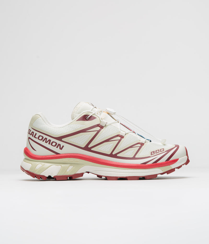 Salomon XT-6 Shoes in Vanilla Ice and Green Haze / Fired Brick