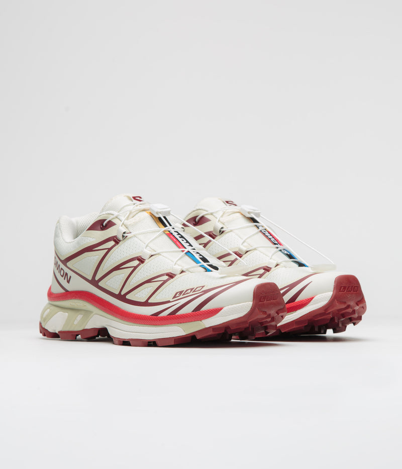 Salomon XT-6 Shoes in Vanilla Ice and Green Haze / Fired Brick