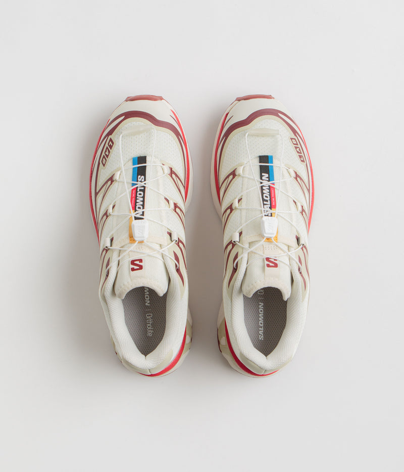 Salomon XT-6 Shoes in Vanilla Ice and Green Haze / Fired Brick