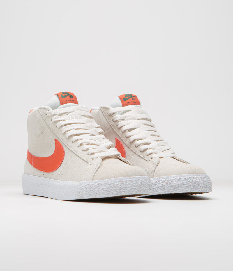 Nike SB Blazer Mid Shoes in Phantom and Cosmic Clay and White - Fir