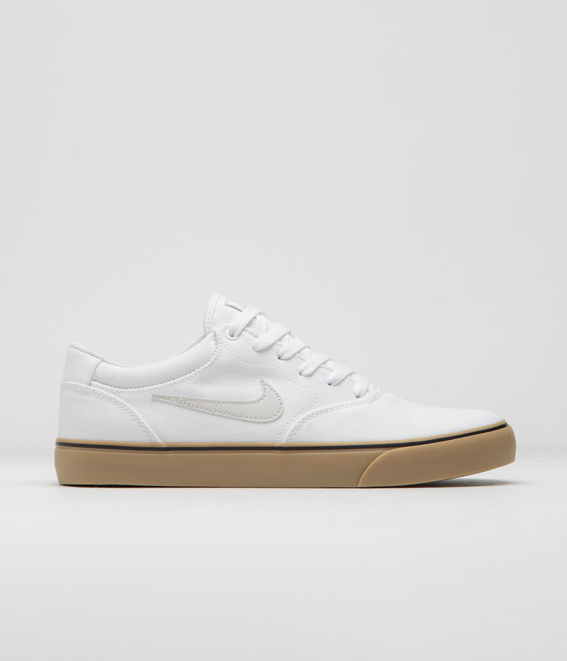 Nike SB Chron 2 Canvas Shoes in White and Light Bone and White - Gum Light Brown