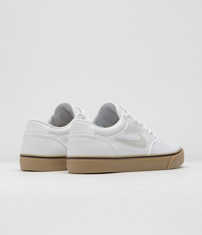 Nike SB Chron 2 Canvas Shoes in White and Light Bone and White - Gum Light Brown