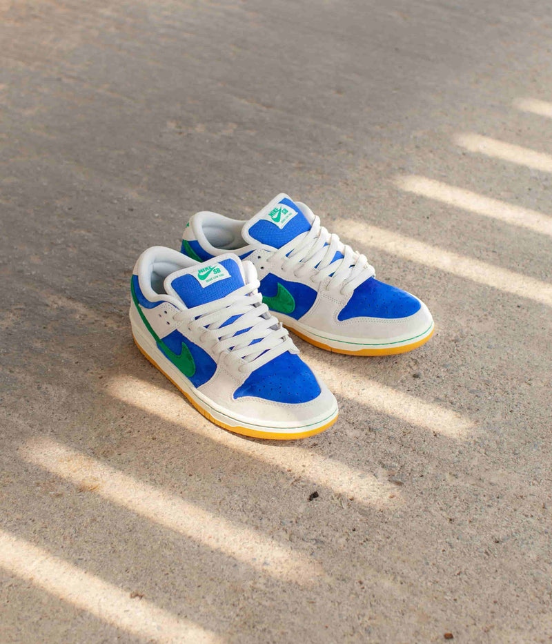 Nike SB Dunk Low Pro Shoes in Phantom and Malachite and Hyper Royal