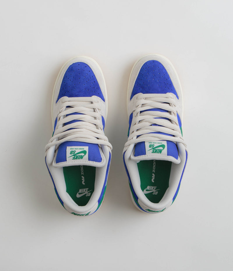 Nike SB Dunk Low Pro Shoes in Phantom and Malachite and Hyper Royal