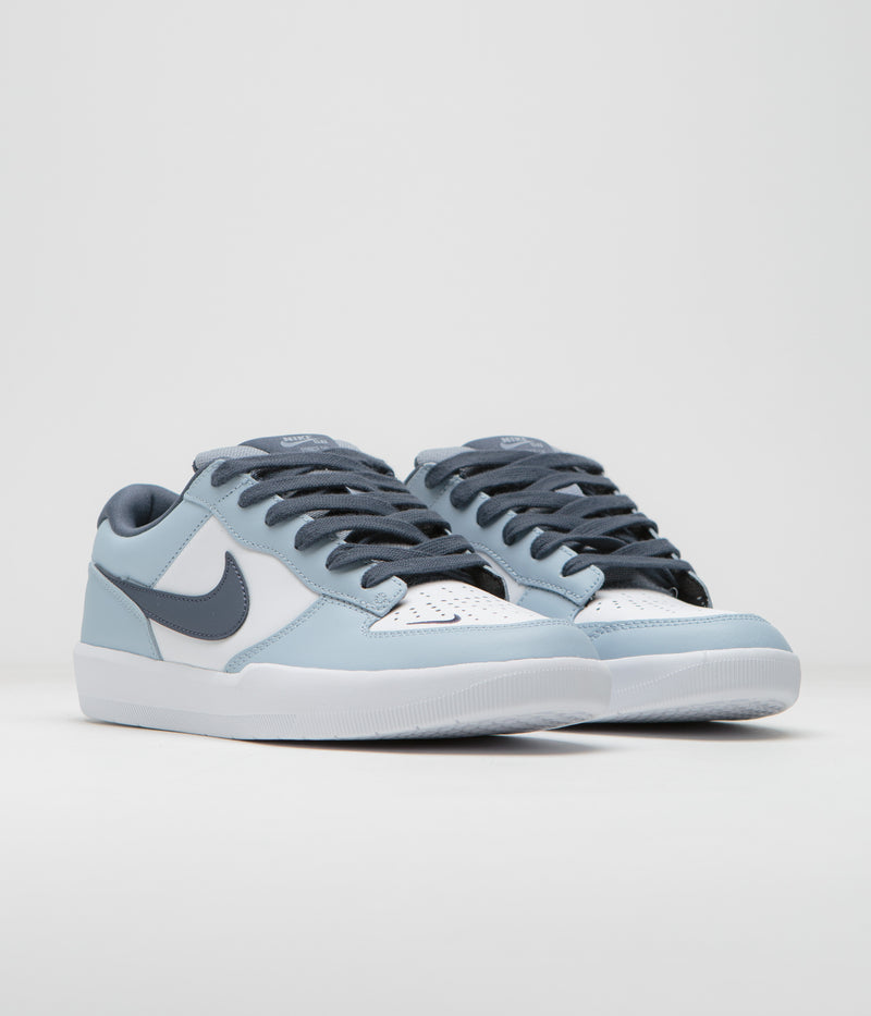 Nike SB Force 58 Premium Shoes in White and Thunder Blue and White - Ashen Slate