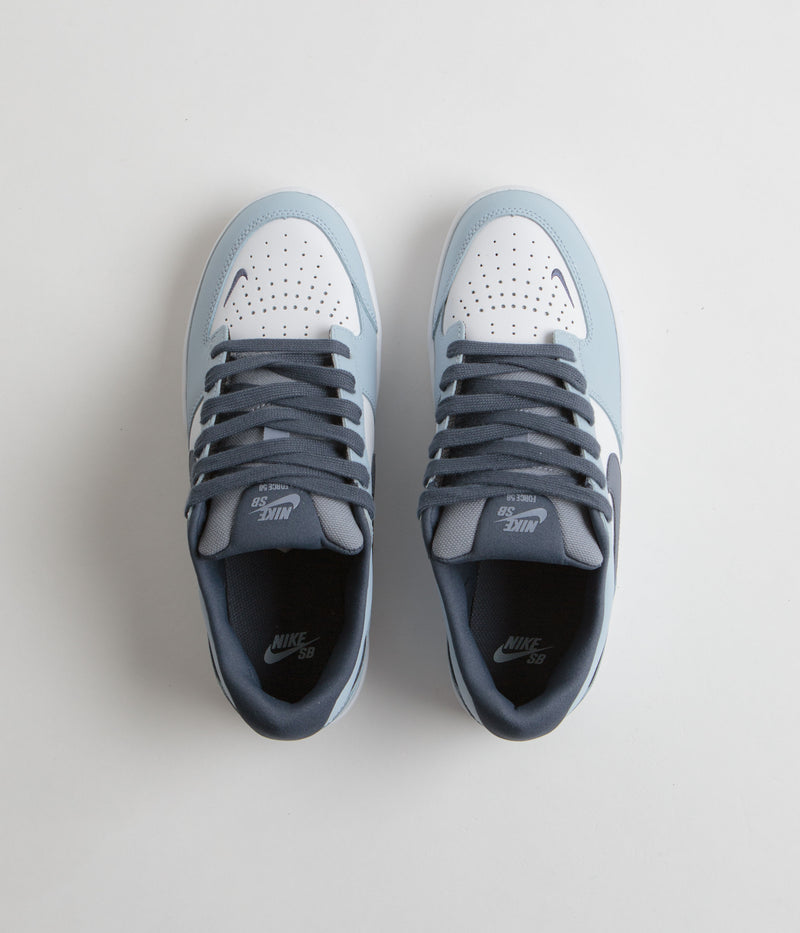 Nike SB Force 58 Premium Shoes in White and Thunder Blue and White - Ashen Slate