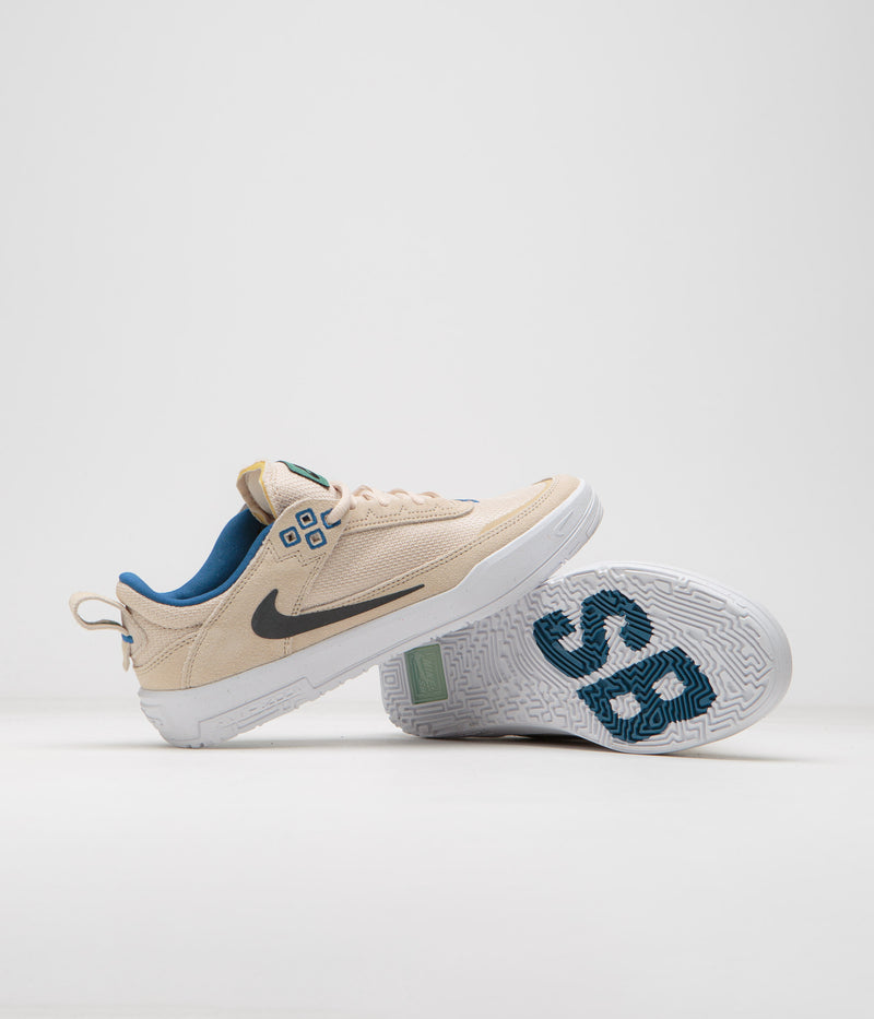 Nike SB Kids Day One Shoes in Sanddrift and Black and Court Blue - Bicoastal