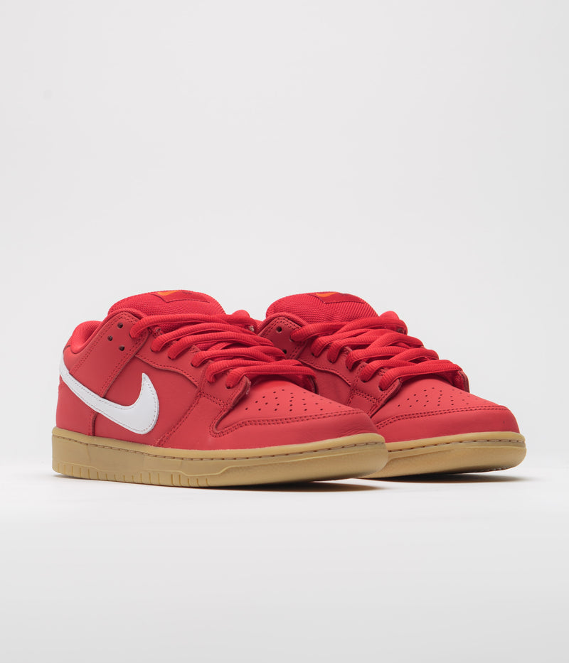 Nike SB Orange Label Dunk Low Pro Shoes in University Red and White and University Red