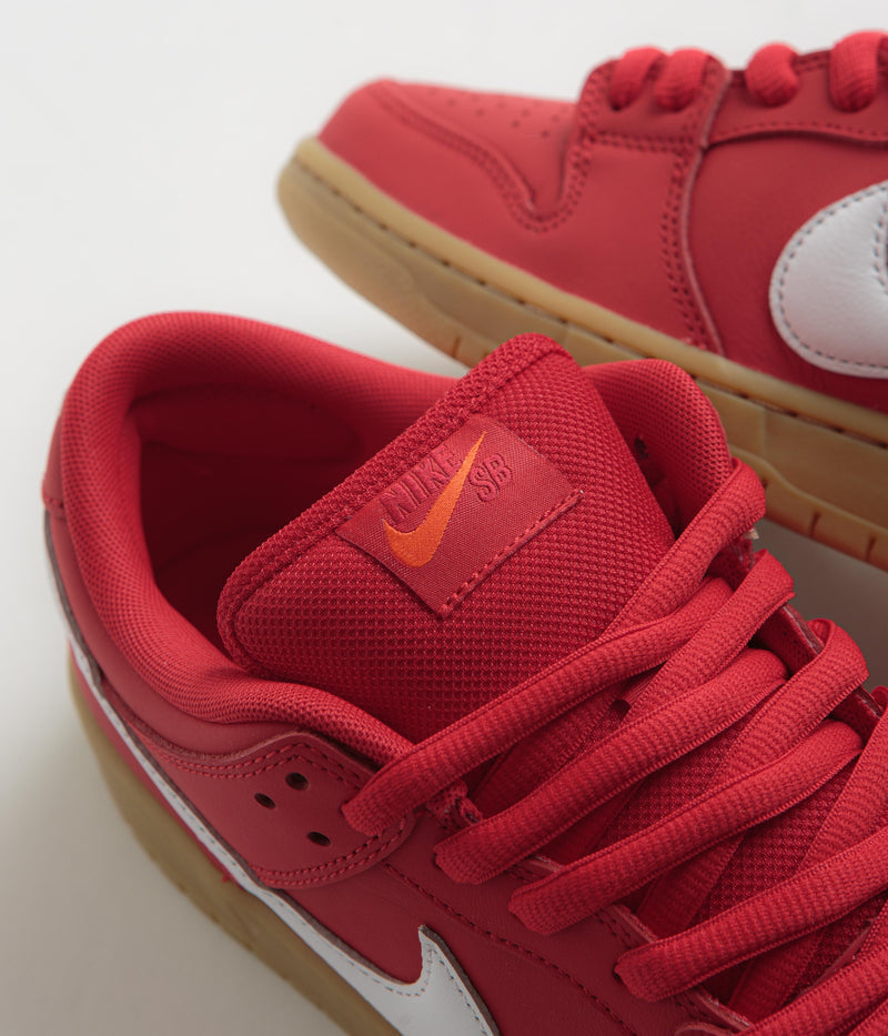 Nike SB Orange Label Dunk Low Pro Shoes in University Red and White and University Red