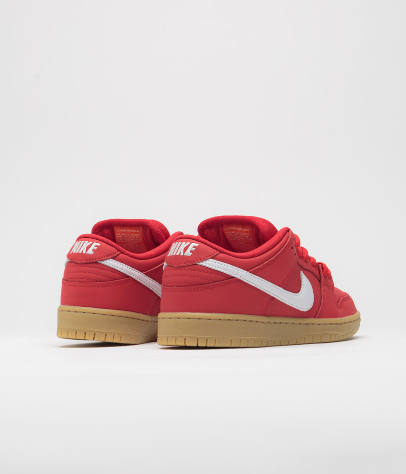 Nike SB Orange Label Dunk Low Pro Shoes in University Red and White and University Red