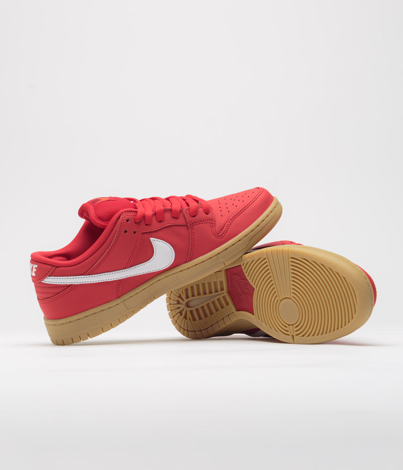 Nike SB Orange Label Dunk Low Pro Shoes in University Red and White and University Red