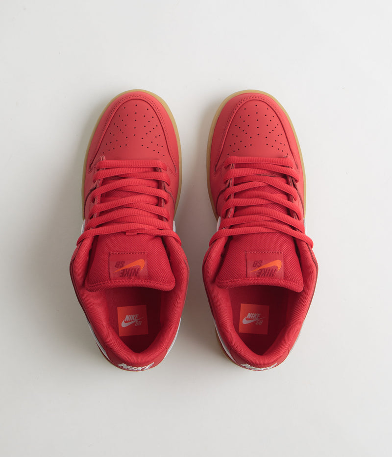 Nike SB Orange Label Dunk Low Pro Shoes in University Red and White and University Red