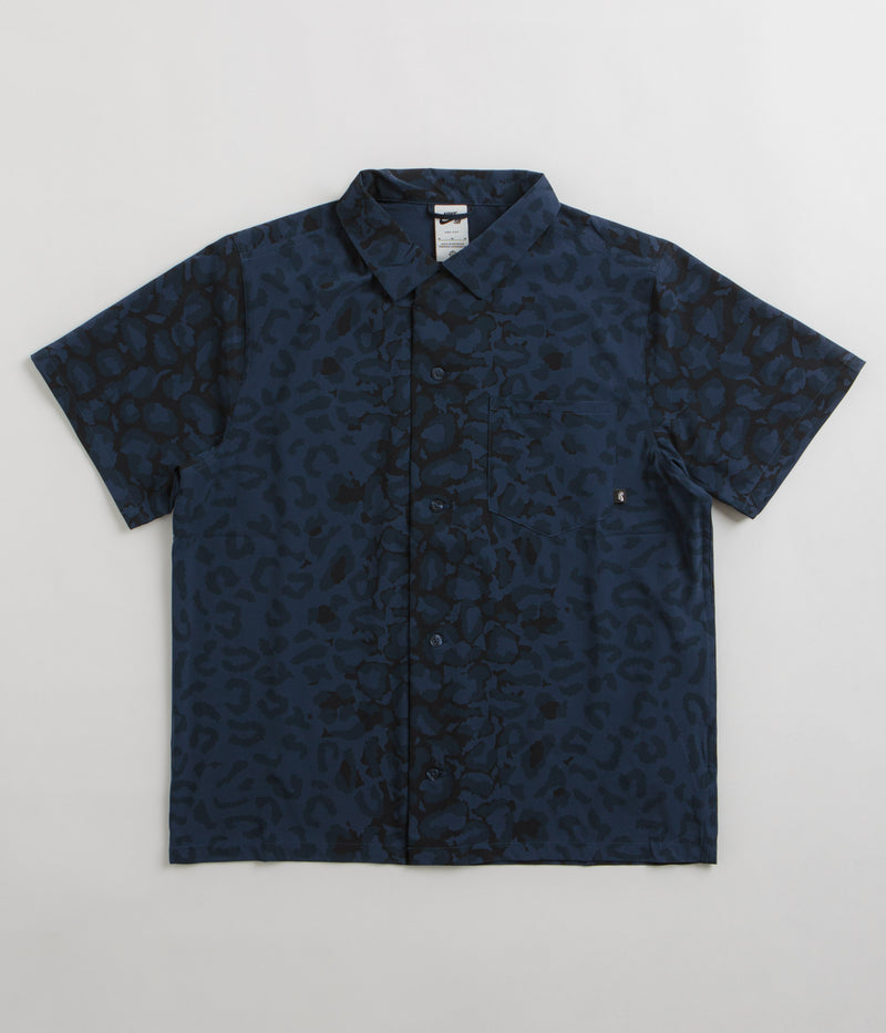 Nike SB Print Bowler Short Sleeve Shirt in Midnight Navy