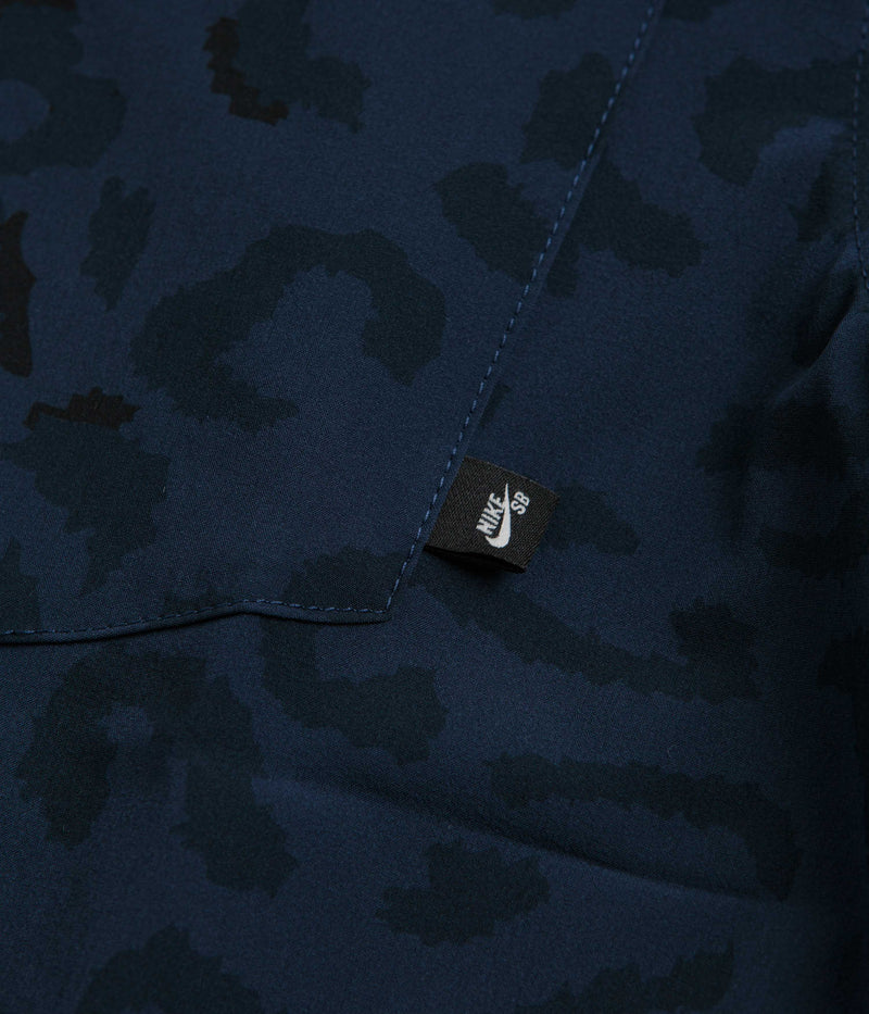 Nike SB Print Bowler Short Sleeve Shirt in Midnight Navy