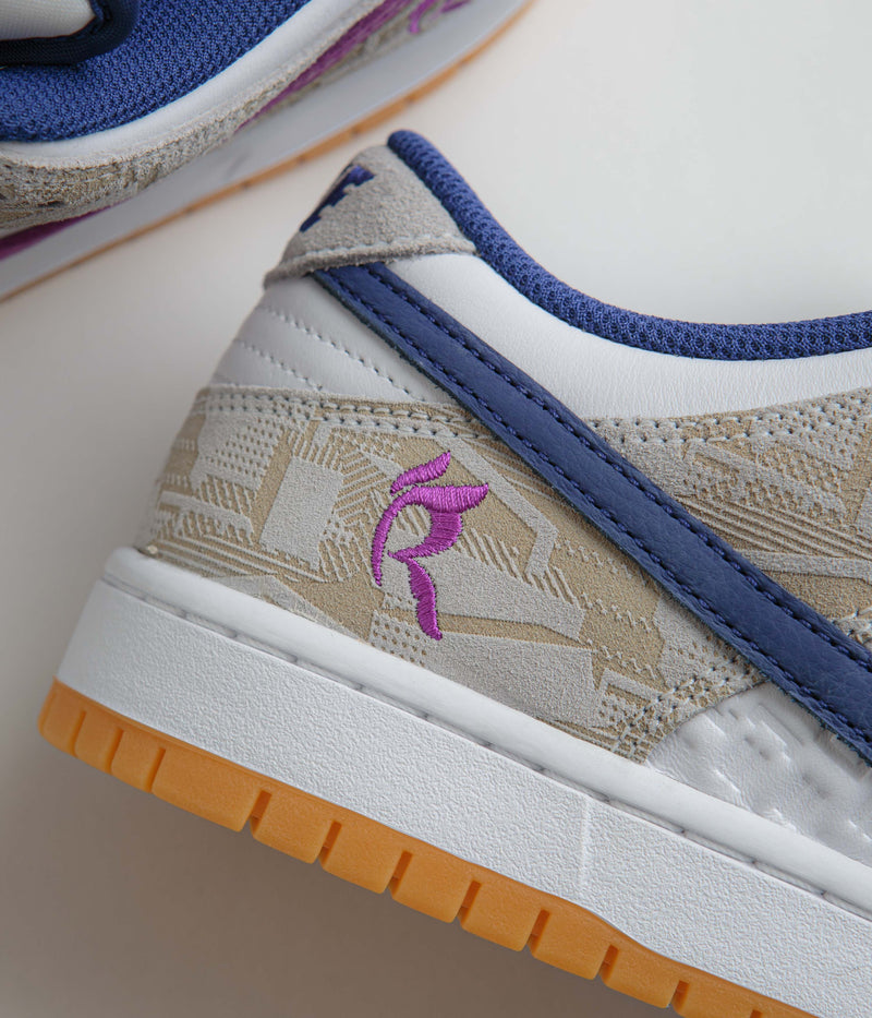 Nike SB x Rayssa Leal Dunk Low Premium Shoes in Pure Platinum and Deep Royal Blue