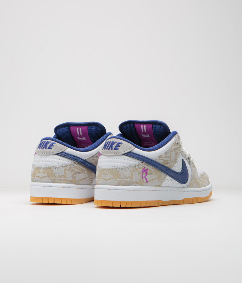 Nike SB x Rayssa Leal Dunk Low Premium Shoes in Pure Platinum and Deep Royal Blue