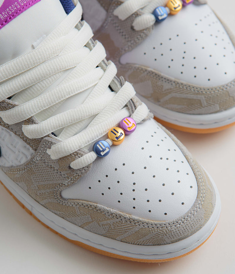 Nike SB x Rayssa Leal Dunk Low Premium Shoes in Pure Platinum and Deep Royal Blue