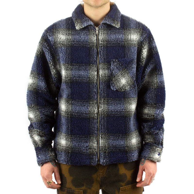 Shadow Plaid Sherpa Zip Shirt