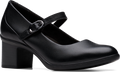 Quarter turn view Women's Clarks Footwear style name Shaya Jane Wide in color BLK LEA. Sku: 26182996W