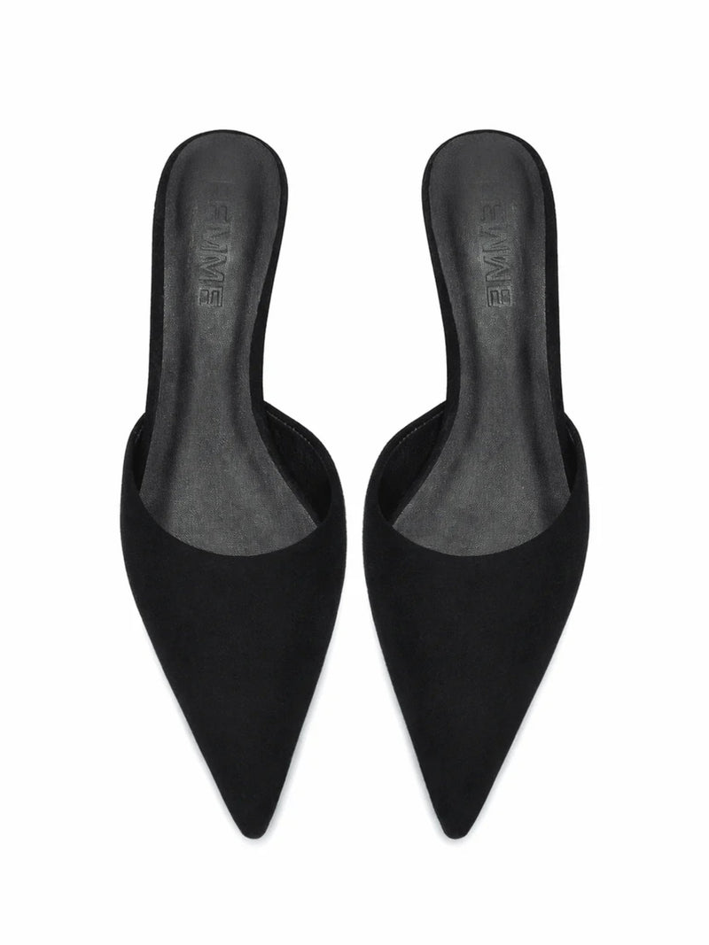 St. Honore Slipper - Suede Noir - FEMME LA
