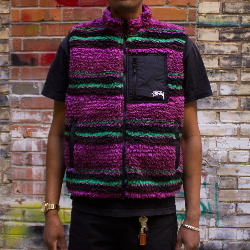 Stussy Striped Sherpa Vest