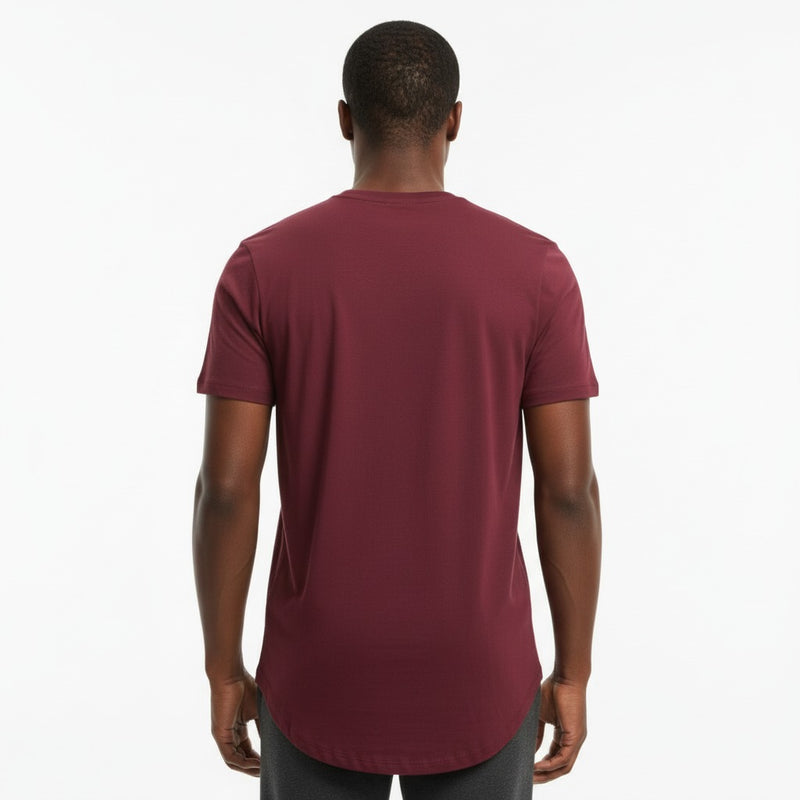The Closet Inc Men Curved Hem T-Shirts “ Plain Burgundy