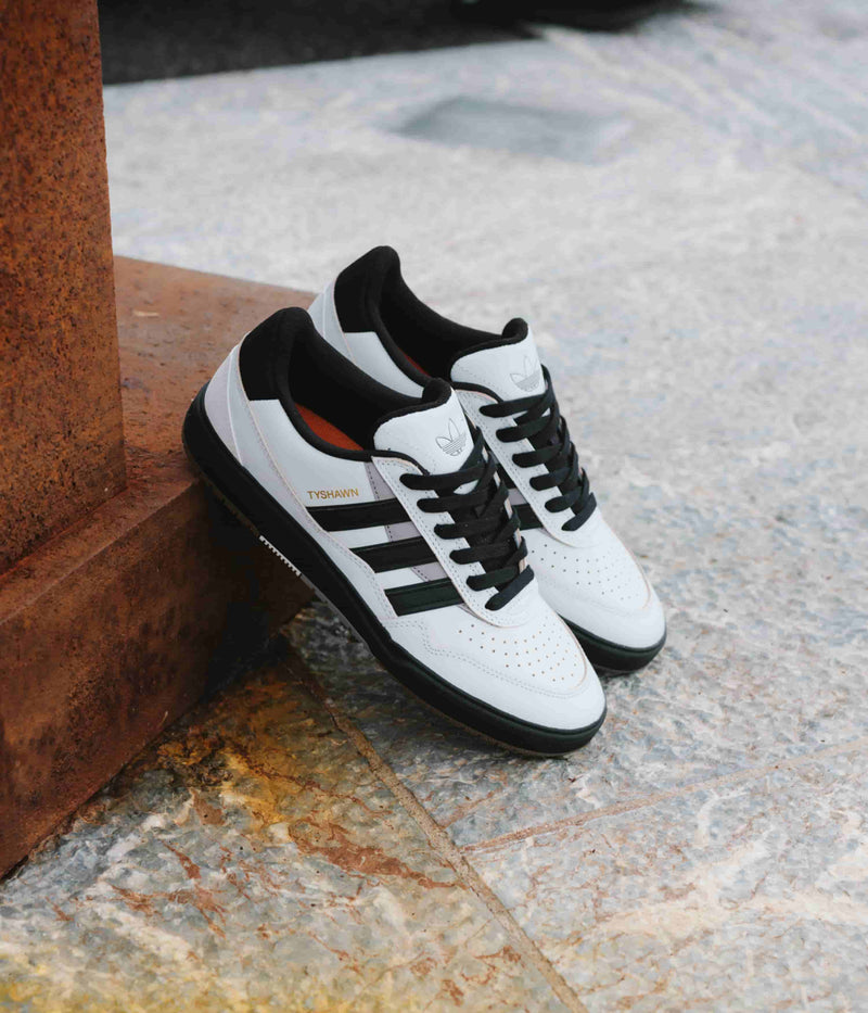 Adidas Tyshawn II Shoes in Crystal White and Core Black / Solid Grey