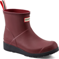 Quarter turn view Women's Hunter Footwear style name W Play Short Boot in color TAWNY PORT. Sku: WS2020RMA-DRE01