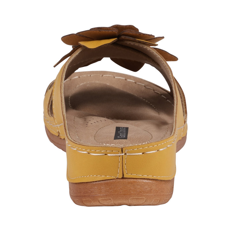 Women's Joy Yellow Flower Flat Sandals