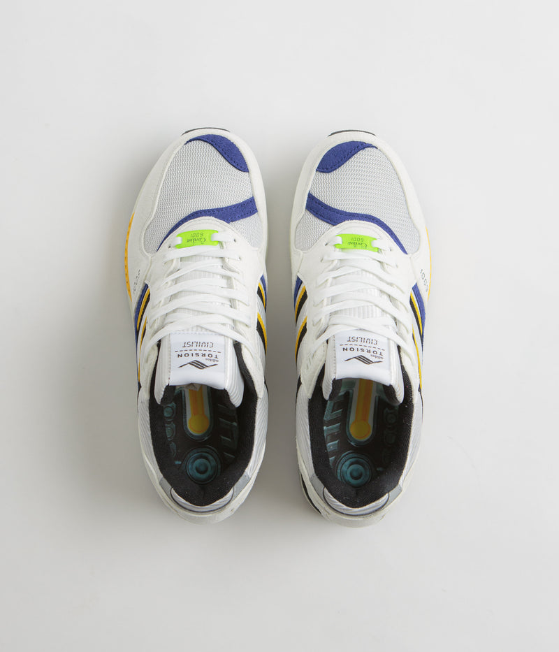 Adidas x Civilist ZX 6001 B Shoes in Crystal White and Core Black / Bold Gold