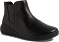 Black leather ankle boot on a white background